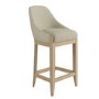 Set of 4 Beige Upholstered Kitchen Stools with Solid Wood Legs - Madeline