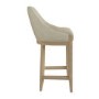 Set of 4 Beige Upholstered Kitchen Stools with Solid Wood Legs - Madeline