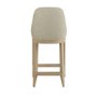 Set of 4 Beige Upholstered Kitchen Stools with Solid Wood Legs - Madeline