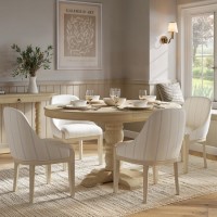 Set of 2 Beige and Blue Striped Upholstered Dining Chairs with Solid Wood Legs - Madeline