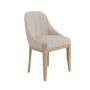 Beige and Blue Striped Upholstered Dining Chair with Solid Wood Legs - Madeline
