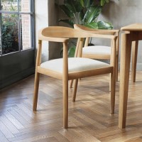 ONLY OPENED - Brass Detail Oak Curved Dining Chair - Anders
