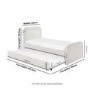 Cream Boucle Single Guest Bed with Trundle and Curved Headboard - Naomi