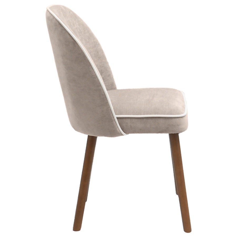 Set of 2 Beige Upholstered Dining Chairs - Claudia