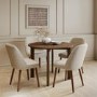 Small Walnut Drop Leaf Extendable Dining Table Set with 2 Upholstered Taupe Chairs - Seats 2 - Nell