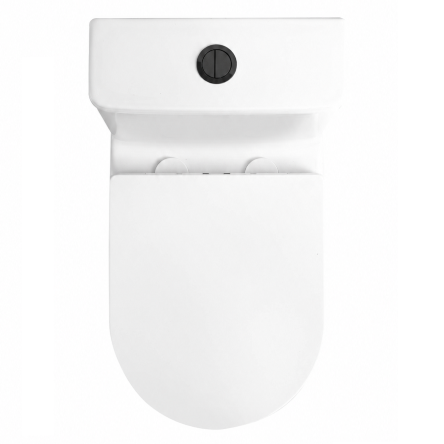 Close Coupled Rimless Closed Back Short Projection Toilet with Black Button and Tornado Flush - Newport