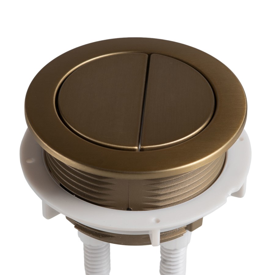 Matt Black Close Coupled Rimless Closed Back Short Projection Toilet with Brushed Brass Button and Tornado Flush - Newport