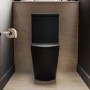 Matt Black Close Coupled Rimless Closed Back Short Projection Toilet with Chrome Button and Tornado Flush - Newport