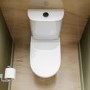 Close Coupled Rimless Open Back Short Projection Toilet with Black Button and Tornado Flush - Newport