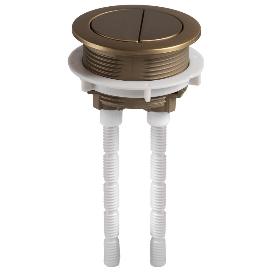 Close Coupled Rimless Open Back Short Projection Toilet with Brushed Brass Button and Tornado Flush - Newport