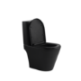 Matt Black Close Coupled Rimless Open Back Short Projection Toilet with Chrome Button and Tornado Flush - Newport
