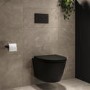 Matt Black Wall Hung Rimless Toilet with Soft Close Seat, Matt Black Mechanical Flush Plate, 1168mm Frame & Cistern – Newport