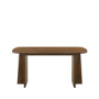 Walnut Dining Table Set with 6 Beige Faux Leather Curved Back Dining Chairs - Seats 6 - Noor