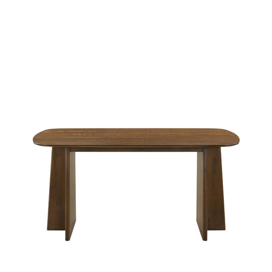 Walnut Dining Table Set with 4 Beige Upholstered Dining Chairs - Seats 4 - Noor