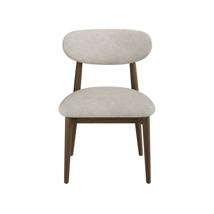 Set of 4 Walnut and Beige Upholstered Curved Dining Chairs with Solid Wood Open Back - Kori