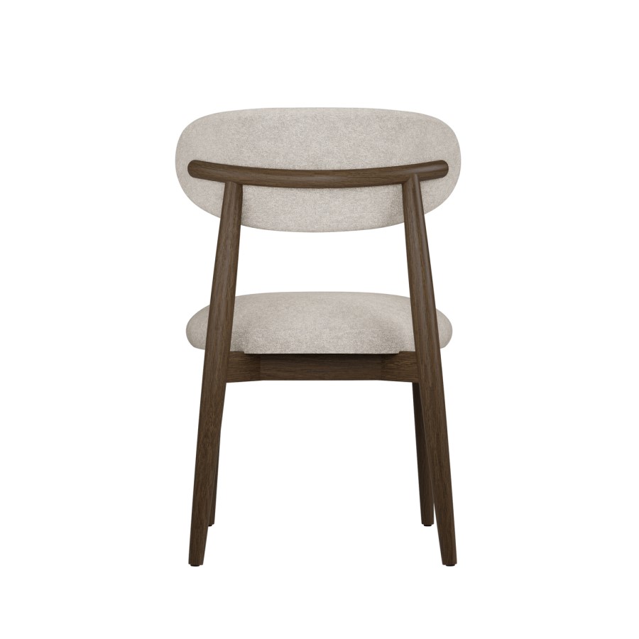Set of 4 Walnut and Beige Upholstered Curved Dining Chairs with Solid Wood Open Back - Kori