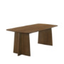 Walnut Dining Table Set with 6 Beige Upholstered Curved Dining Chairs - Seats 6 - Noor