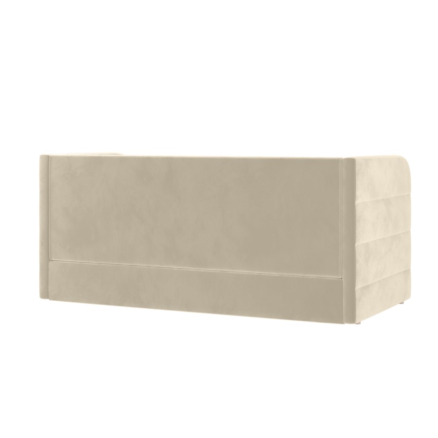 Velvet Single Day Bed with Pull Out Trundle in Beige - Newton