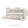 Velvet Single Day Bed with Pull Out Trundle in Beige - Newton