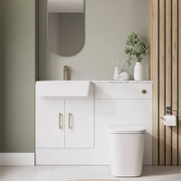 1200mm White Toilet and Sink Unit with Brass Fittings - Ontario