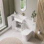 1500mm White Toilet and Sink Unit with Storage Unit & Brass Fittings - Ontario
