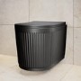 Matt Black Fluted Wall Hung Rimless Short Projection Toilet with Soft Close Seat - Oregon
