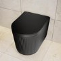 Matt Black Fluted Wall Hung Rimless Short Projection Toilet with Soft Close Seat - Oregon