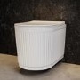 Fluted Wall Hung Rimless Toilet with Soft Close Seat, Black Glass Sensor Flush Plate, 1168mm Frame & Cistern – Oregon