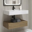 BUN/OSL800/95417 800mm Wood Effect Wall Hung Vanity Unit with Basin - Oslo