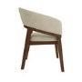 Set of 4 Walnut and Beige Upholstered Curved Dining Chairs - Owen