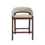 Set of 3 Walnut & Beige Upholstered Curved Kitchen Stools with Backs - Owen