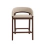 Set of 4 Walnut & Beige Upholstered Curved Kitchen Stools with Backs - Owen
