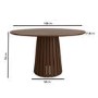 Round Walnut Dining Table Set with 4 Beige Upholstered Chairs - Seats 4 - Owen