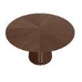 Round Walnut Dining Table Set with 4 Beige Upholstered Chairs - Seats 4 - Owen