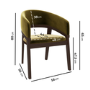 Set of 6 Walnut & Olive Green Velvet Curved Dining Chairs - Owen