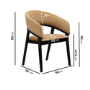 Set of 6 Black and Brown Velvet Curved Dining Chairs - Owen