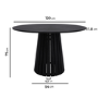 Round Black Dining Table Set with 4 Beige Upholstered Curved Back Dining Chairs - Seats 4 - Owen
