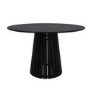 Round Black Dining Table Set with 4 Beige Upholstered Curved Back Dining Chairs - Seats 4 - Owen