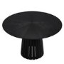 Round Black Dining Table Set with 4 Beige Upholstered Curved Back Dining Chairs - Seats 4 - Owen