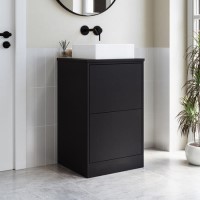 500mm Black Freestanding Countertop Vanity Unit with Basin - Palma