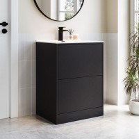 ONLY OPENED - 600mm Black Freestanding Vanity Unit with Basin - Palma
