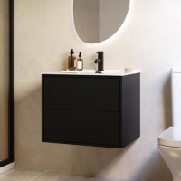 600mm Black Wall Hung Vanity Unit with Basin - Palma