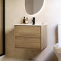 600mm Oak Wood Effect Wall Hung Vanity Unit with Basin - Palma