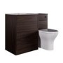 1100mm Walnut Wood Effect Toilet and Sink Unit with Round Toilet and Matt Black Push Button - Palma
