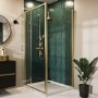 1000x800mm Brushed Brass 8mm Glass Rectangular Hinged Shower Enclosure - Pavo