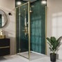 1000x900mm Brushed Brass 8mm Glass Rectangular Hinged Shower Enclosure - Pavo