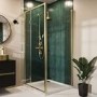 1000x900mm Brushed Brass 8mm Glass Rectangular Hinged Shower Enclosure - Pavo