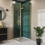 800mm Brushed Brass 8mm Glass Square Hinged Shower Enclosure - Pavo