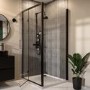 1000x700mm Black 8mm Glass Rectangular Hinged Shower Enclosure - Pavo