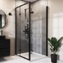 1200x800mm Black 8mm Glass Rectangular Hinged Shower Enclosure - Pavo
